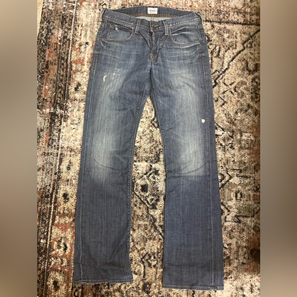 Distressed 30 Hudson men’s Clifton bootcut jeans